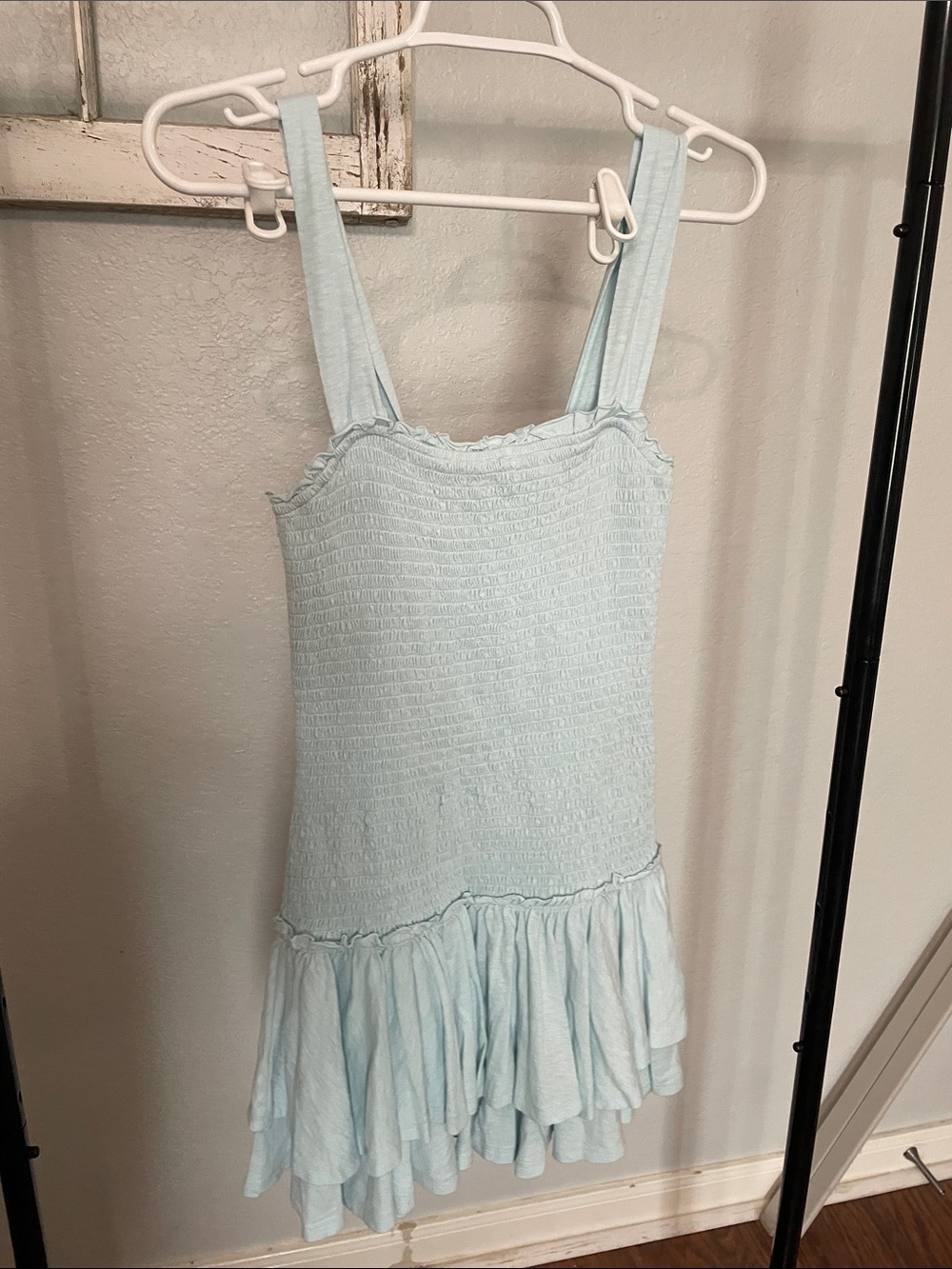 American Eagle Outfitters Light Blue Smocked Mini Dress